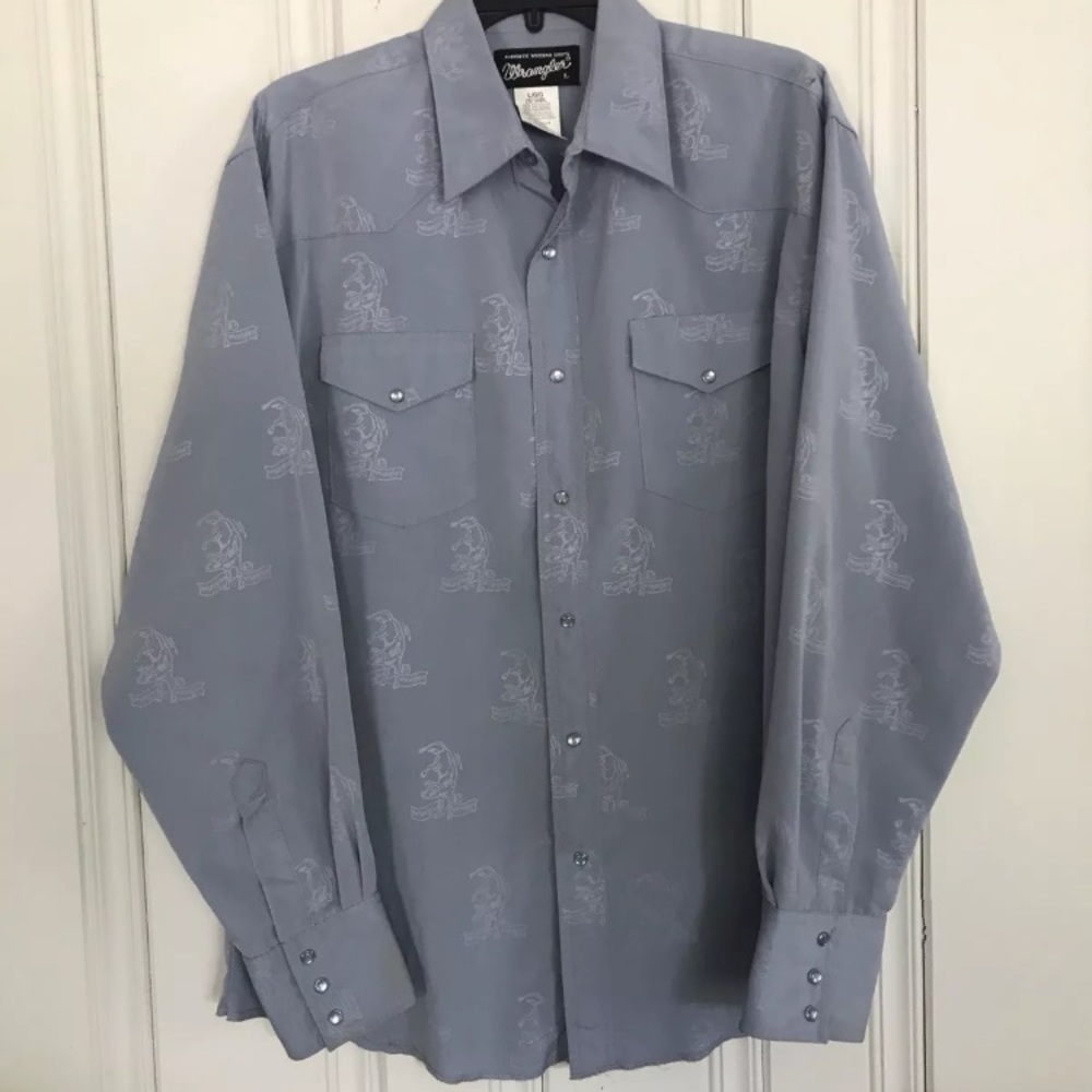 Authentic Wrangler Snap Button Cowboy Shirt Large